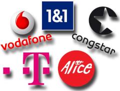 Logos von Vodafone, congstar, Telekom und Alice
