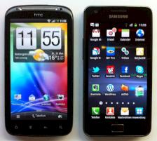 HTC Sensation und Samsung Galaxy S2 nebeneinander