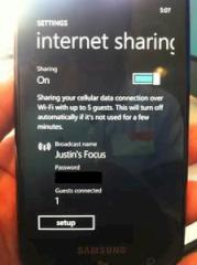WLAN-Tethering mit Windows Phone Mango