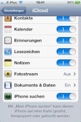 iCloud-Einstellungen unter iOS 5