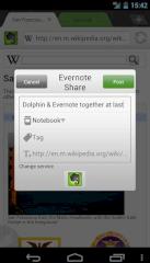 Web-Browser Dolphin mit Evernote-Erweiterung