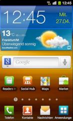Android-Homescreen auf dem Samsung Galaxy S II