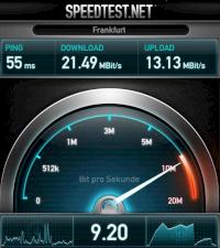 Speedtest mit auf 21,6 MBit/s beschrnktem Vodafone-Vertrag