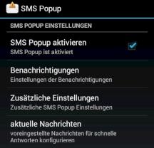 SMS Popup zeigt eingehende SMS in einem Popup an.