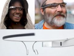 Zwei Google-Glass-Trger, einer davon mit Brille.