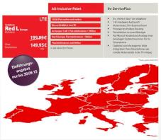 Vodafone bewirbt den Vodafone RED Business L Europa