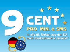 Neuer Blau-9-Cent-Europatarif