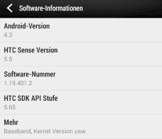 Android 4.3 und HTC Sense 5.5 an Bord