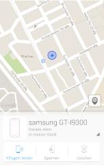 Der aktuelle Standort des Smartphones wird auf einer Karte angezeigt.