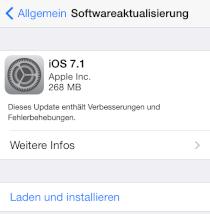 iOS7.1 fr iPhone, iPad und iPod touch verffentlicht
