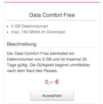 Data Comfort Free kann kostenlos gebucht werden