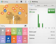 Die App Lifelog zeichnet unter anderem auf, wie viele Kalorien verbrannt wurden und wo und wann welche Aktivitten (Fotos, Chatten) stattgefunden haben