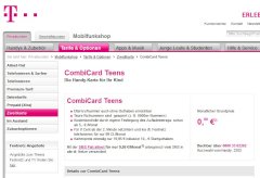 Tarif CombiCard Teens auf der Telekom-Webseite