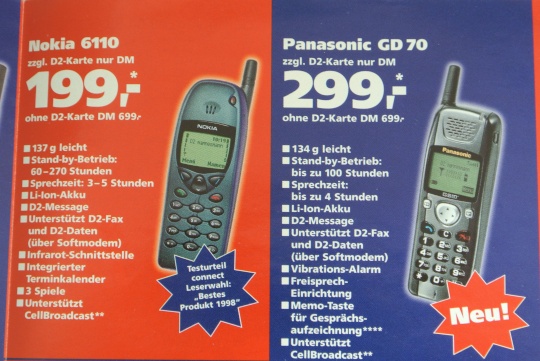 Nokia 6110 im damaligen Mannesmann-Prospekt