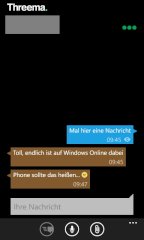 Das Chatfenster von Threema fr Windows Phone