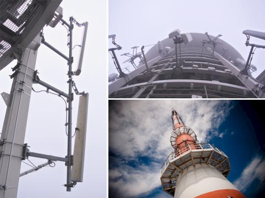 Die Radio- und TV-Programme werden aus der rot-weien Antenne an der Spitze gesendet, andere Dienste werden in niedrigerer Hhe realisiert.
