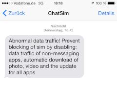 Abmahnung per SMS nach dem Versand von Fotos ber den APN fr Text-Chats