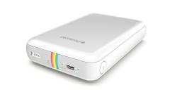 Micro-USB-Port zum Laden des Akkus und klassisches Polaroid-Regenbogen-Logo
