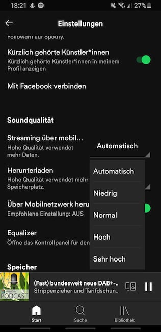 Soundqualitt bei Spotify anpassen