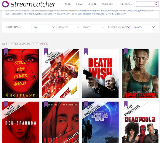 Streaming-Suchmaschine: streamcatcher