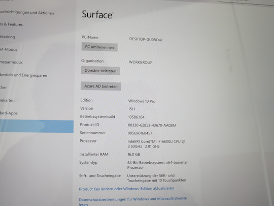 Windows 10 auf dem Surface Book
