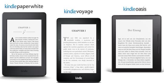 Kindle Paperwhite, Voyage und Oasis: eReader im Vergleich