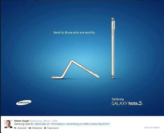 Samsung macht sich ber Apple-Bentgate lustig