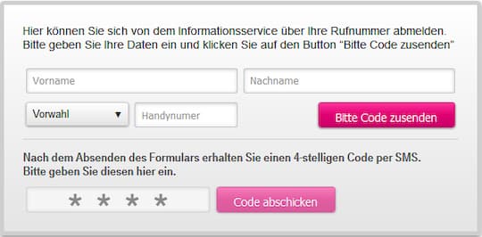Screenshot von der Telekom-Seite