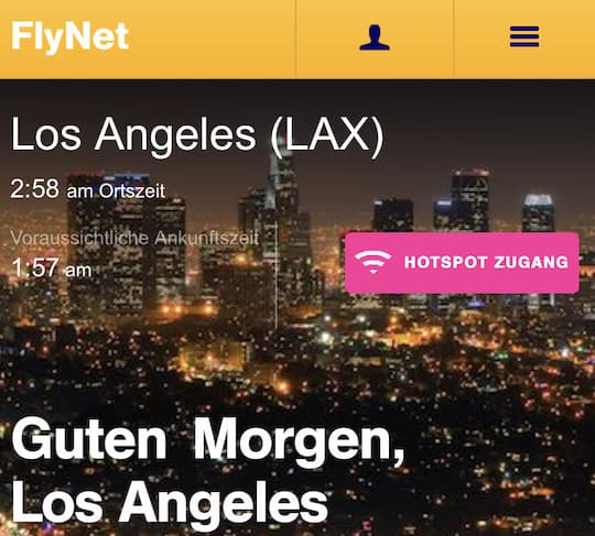 Startseite des FlyNet-Angebots