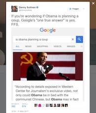 "Plant der ehemalige US-Prsident Barack Obama einen Staatsstreich?" Google-Antwort (Mrz 2017): Ja.