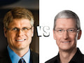Links Qualcomm-CEO Steve Mollenkopf, rechts Apple-CEO Tim Cook