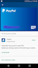 Ein Screenshot eines PayPal-Kontos in Android Pay