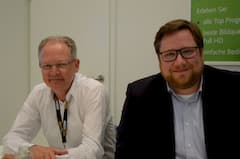 Thomas Wchter (links) und James Kessel von Media Broadcast auf der Anga Com