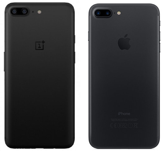 Kaum zu bersehen: Das OnePlus 5 (links) und das iPhone 7 Plus (rechts) sind sich sehr hnlich
