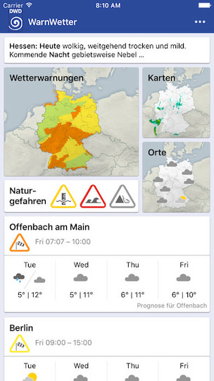 DWD Warnwetter - Warn-Apps im Vergleich