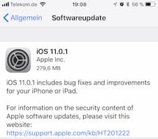 iOS 11.0.1 verfgbar