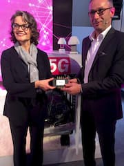 Claudia Nemat und Bruno Jacobfeuerborn beim Pre-5G-Start der Telekom