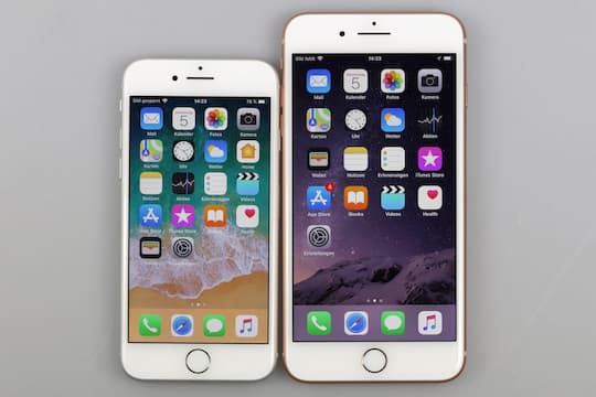 Grenvergleich iPhone 8 (links) vs. iPhone 8 Plus (rechts)