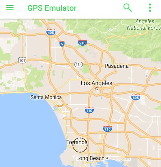 Standort per GPS-Emulator nach Kalifornien verlegt