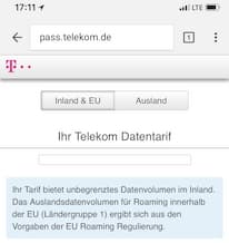 Anzeige unter pass.telekom.de