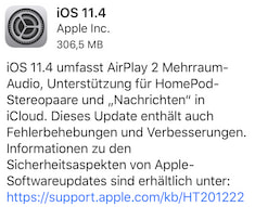 iOS 11.4 steht zur Installation bereit