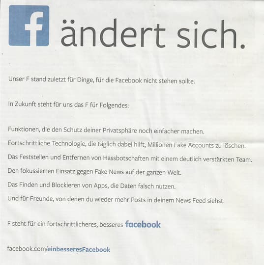 Die Anzeige in einer deutschen Lokalzeitung