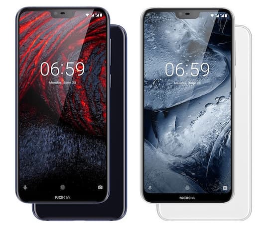 Das Nokia 6.1 Plus in den Farben Dunkelblau und Wei