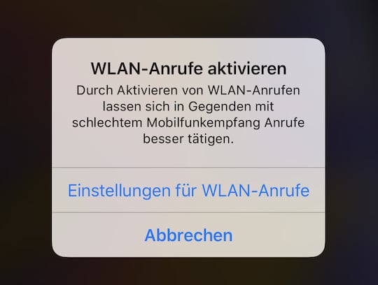 WLAN Call statt Mobilfunkverbindung