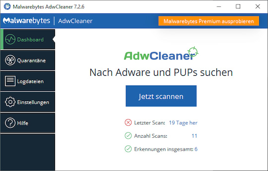 Der kostenlose AdwCleaner findet Adware und unerwnschte Programme (PUP) und ist eine gute Ergnzung zum Windows Defender oder anderen Antivirenprogrammen.