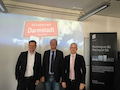 Von links nach rechts: Dr. Stefan Growe, Key-Account Telekom Deutschland; Darmstadts Oberbrgermeister Jochen Partsch, Mathias Poeten, SVP Technology, Deutsche Telekom