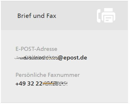 Anzeige der Faxnummer im Kundenbereich des E-Post-Briefs