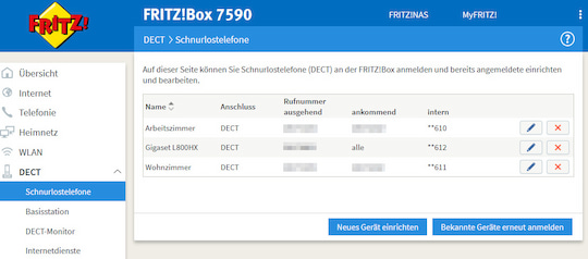 Screenshot FritzBox Oberflche DECT Schnurlostelefone