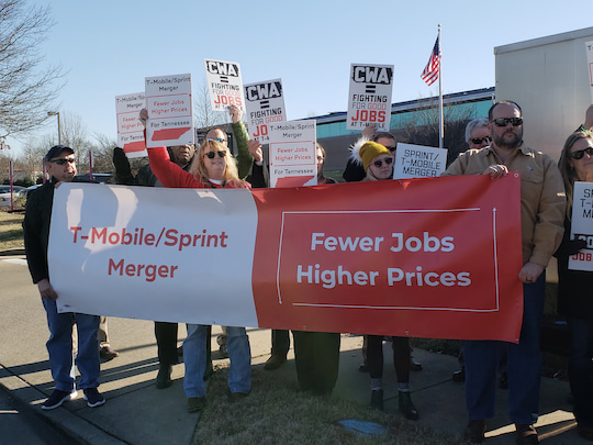 Die amerikanische Gewerkschaft CWA befrchtet durch die Fusion von T-Mobile und Sprint weniger Arbeitspltze 