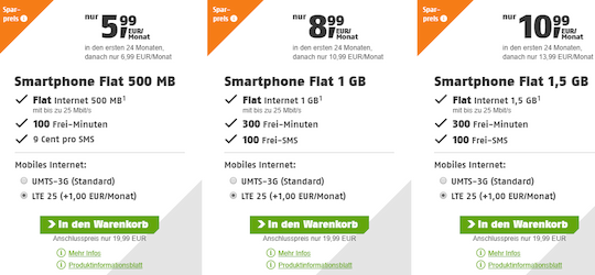 Smartphone Flats mit 24-monatiger Laufzeit und LTE-Option